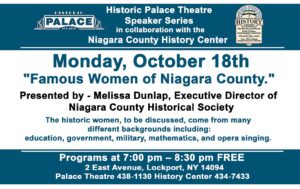 Palace Theatre Lecture Series: Famous Women of Niagara County