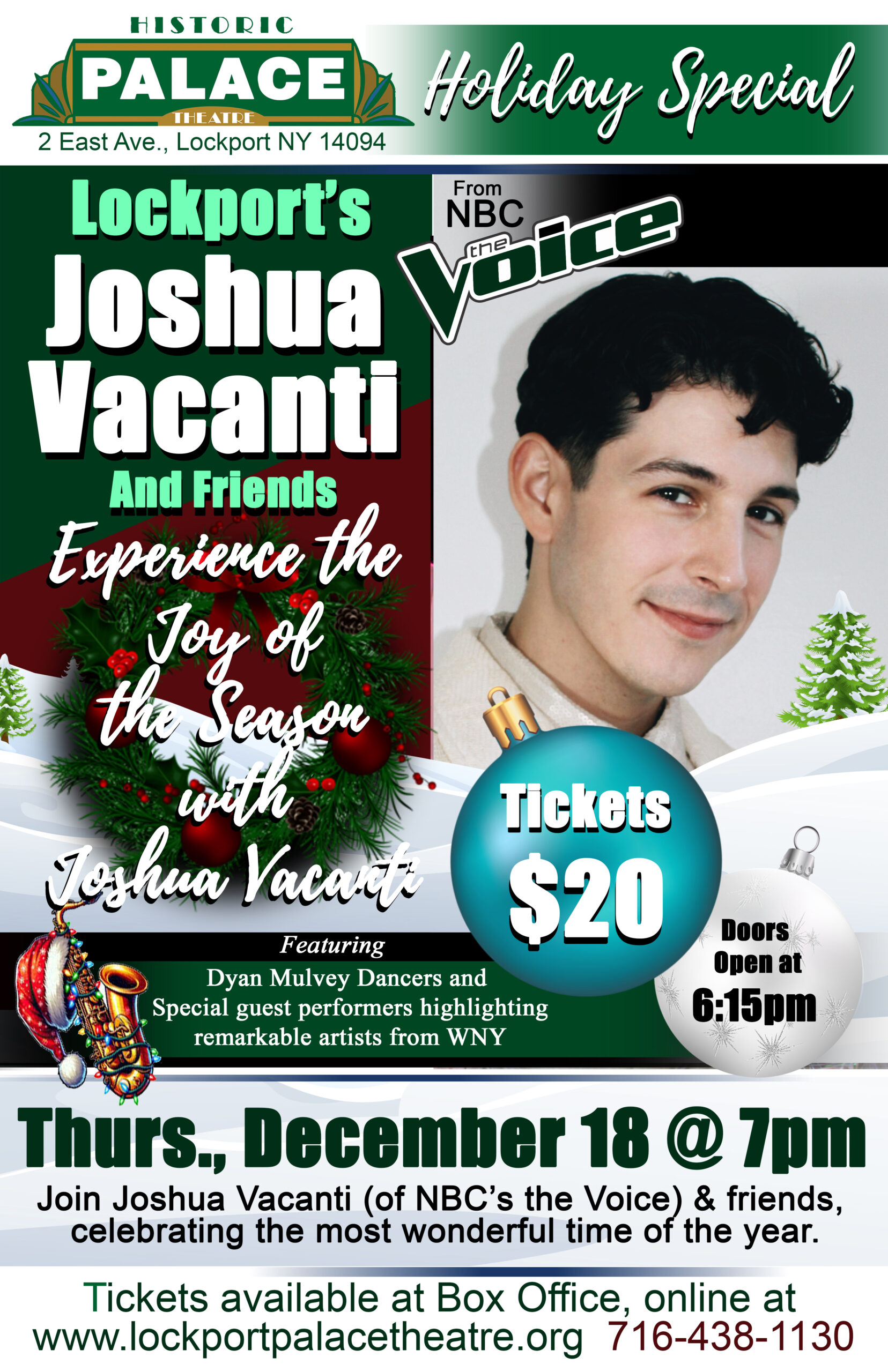 JoshVaconti Poster Christmas 2025 - Lockport Palace Theater